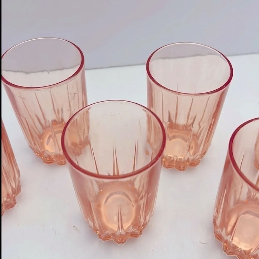 Vintage France Glcoloc Set of 5 Pink Juice Glasses